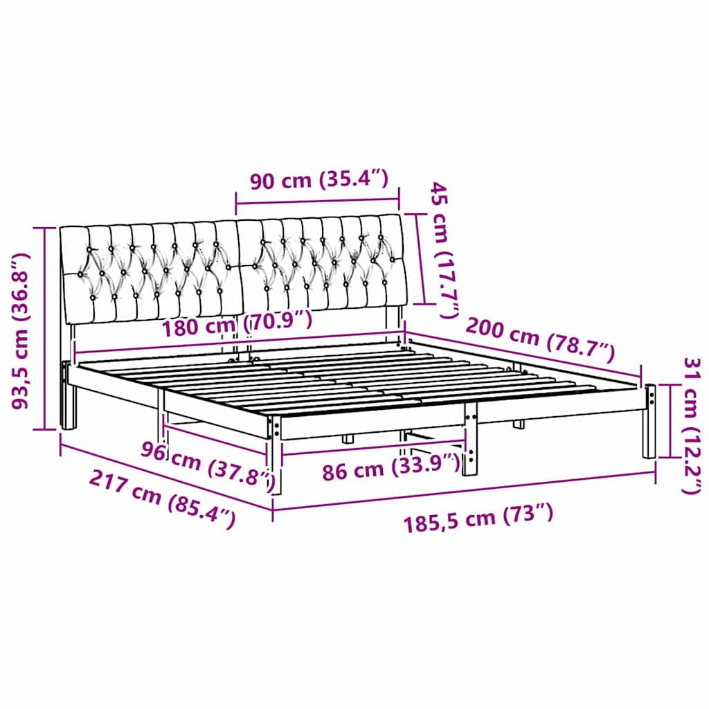 Cadre de lit avec tête de lit rembourrée Marron 180 x 200 cm - XIOS