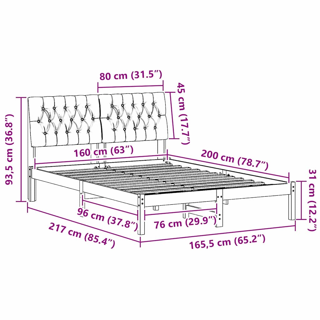 Cadre de lit avec tête de lit rembourrée Marron 160 x 200 cm - XIOS