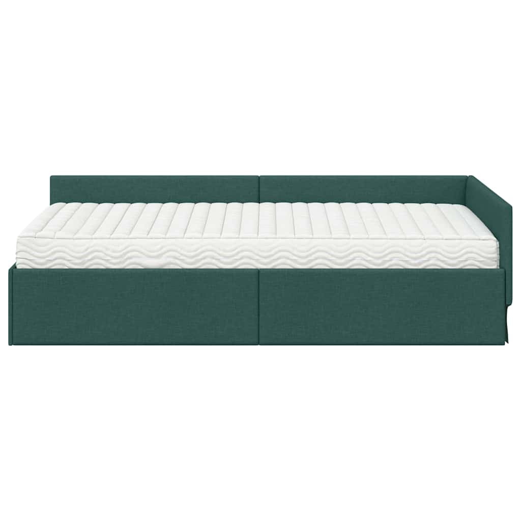 Cadre de lit d'angle avec matelas Autre 2 pcs Vert tissu - XIOS