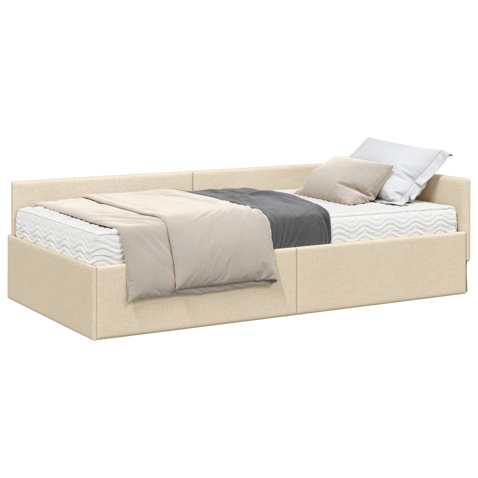 Cadre de lit d'angle avec matelas Autre 2 pcs Crème tissu - XIOS