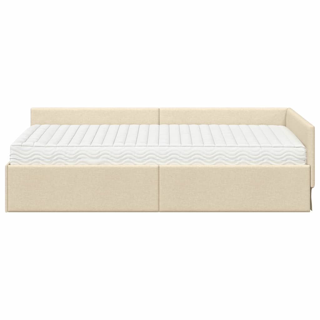 Cadre de lit d'angle avec matelas Autre 2 pcs Crème tissu - XIOS
