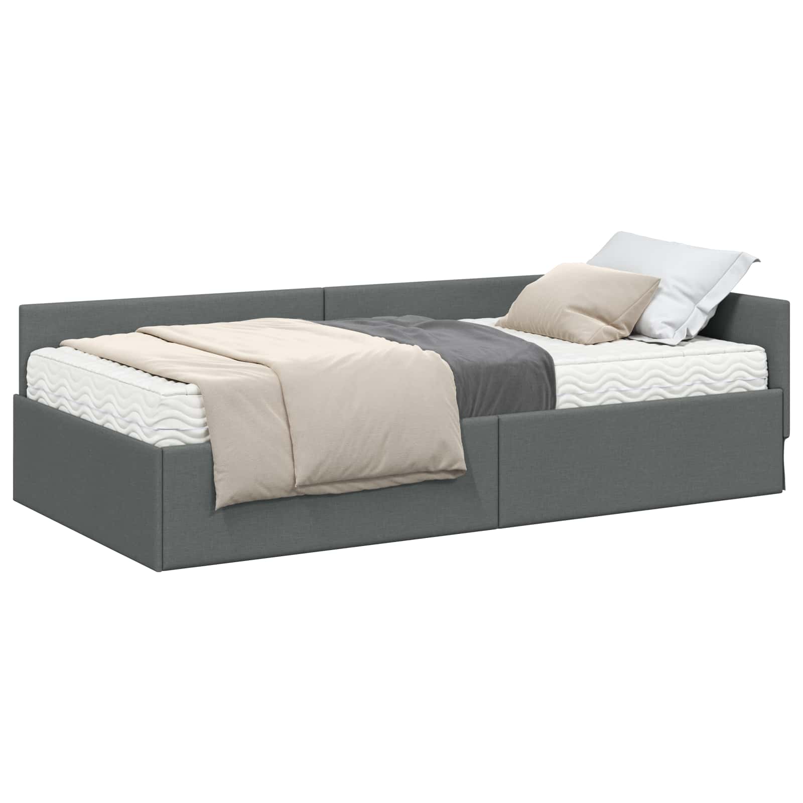 Cadre de lit d'angle avec matelas Autre 2 pcs Gris tissu - XIOS