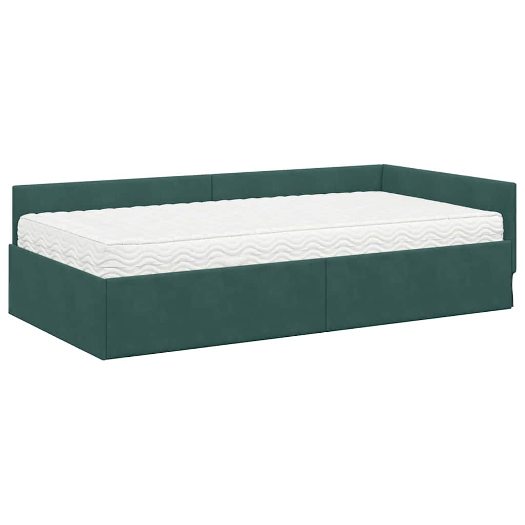 Cadre de lit d'angle avec matelas Autre 2 pcs Vert Velours - XIOS