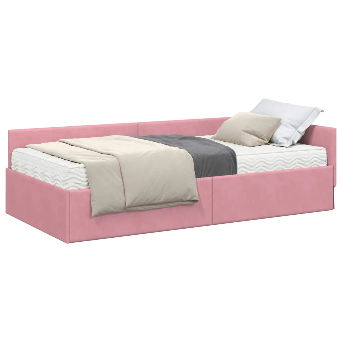 Cadre de lit d’angle avec matelas 2 pc Rose 80 x 200 cm Velours - XIOS
