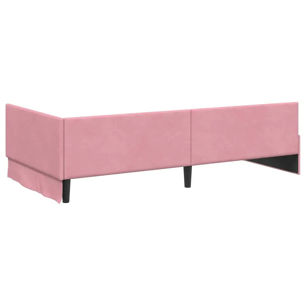 Cadre de lit d’angle avec matelas 2 pc Rose 80 x 200 cm Velours - XIOS
