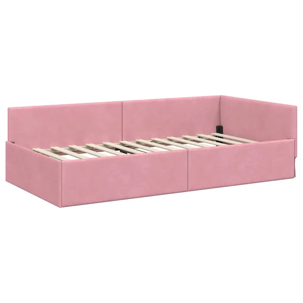 Cadre de lit d’angle avec matelas 2 pc Rose 80 x 200 cm Velours - XIOS