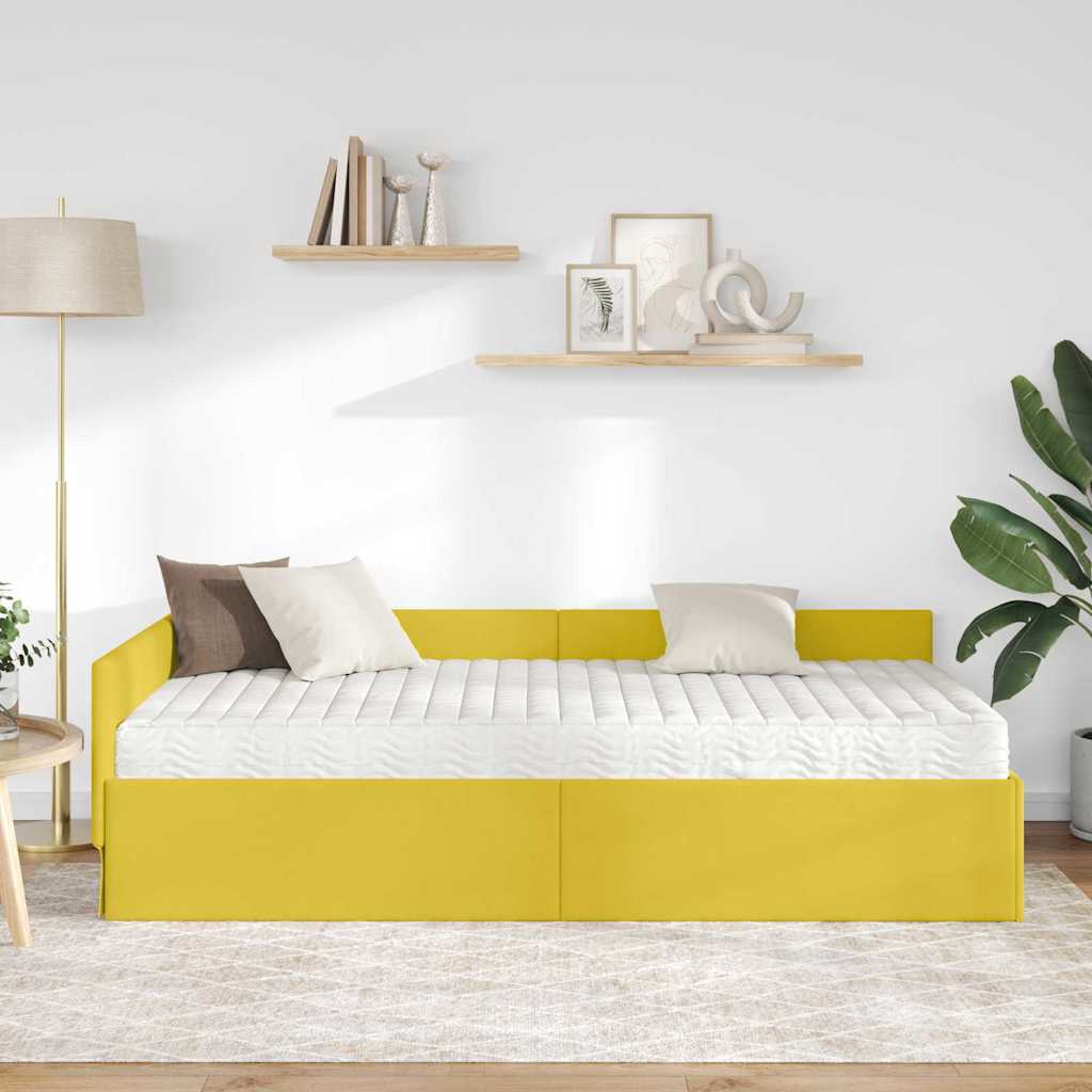 Cadre de lit d'angle avec matelas Autre 2 pcs Vert Velours - XIOS