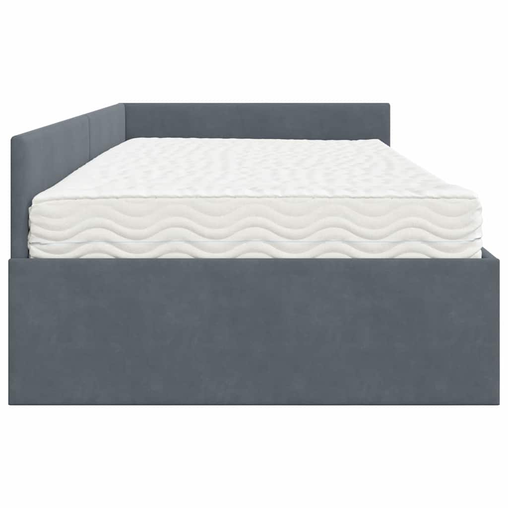 Cadre de lit d'angle avec matelas Autre 2 pcs Gris Velours - XIOS