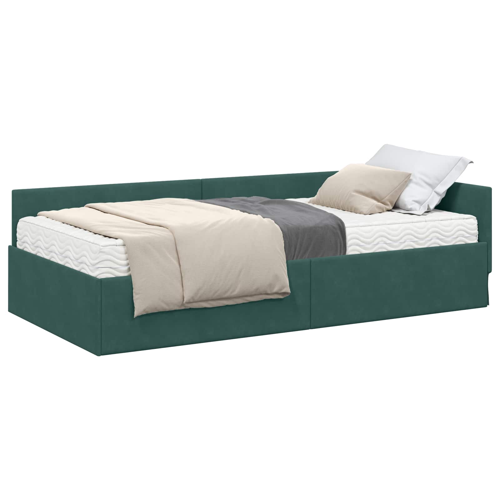 Cadre de lit d'angle avec matelas Autre 2 pcs Vert Velours - XIOS