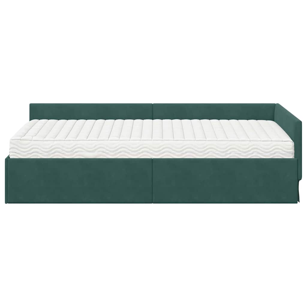 Cadre de lit d'angle avec matelas Autre 2 pcs Vert Velours - XIOS