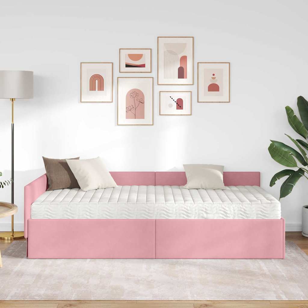 Cadre de lit d'angle avec matelas Autre 2 pcs Gris Velours - XIOS