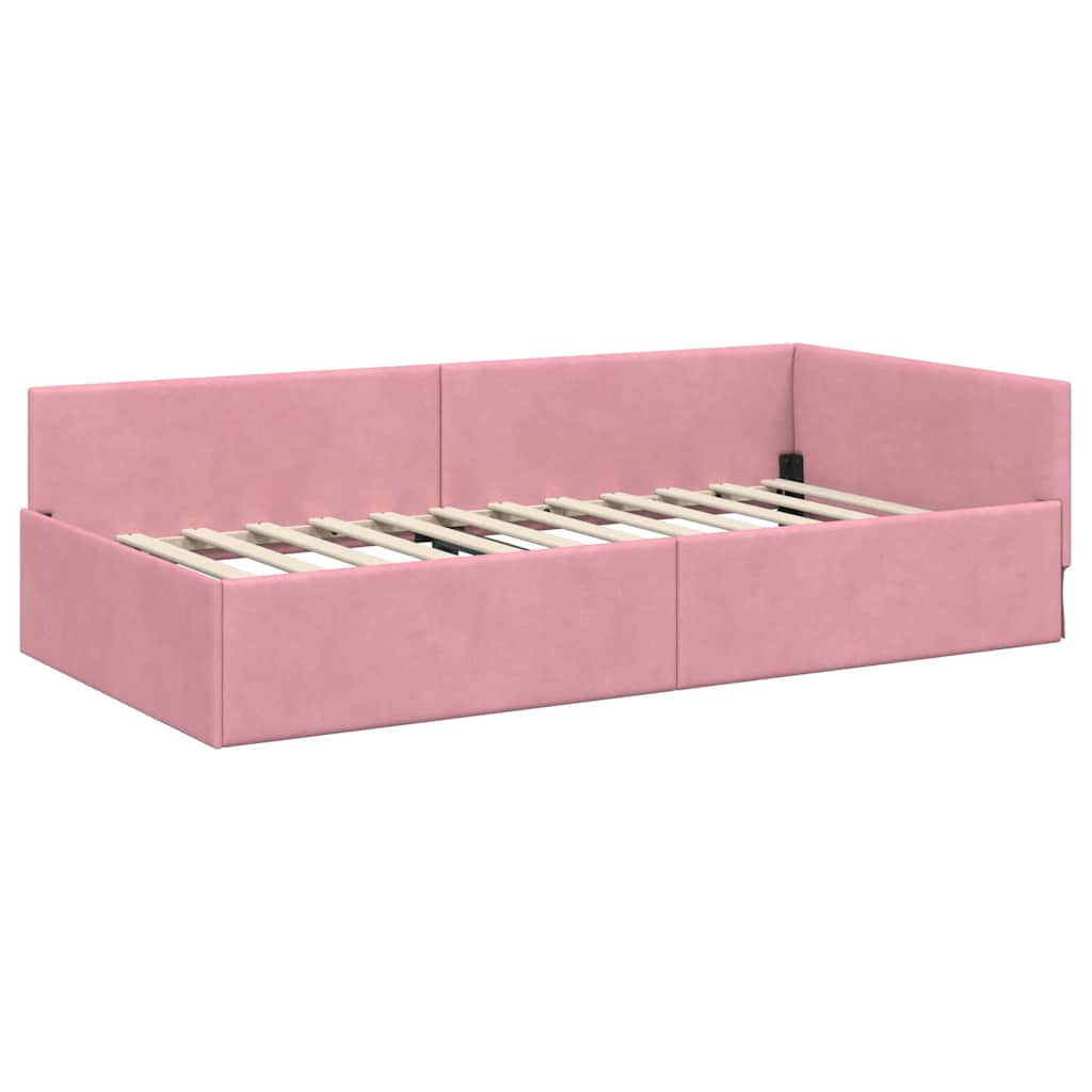 Cadre de lit d'angle avec matelas Autre 2 pcs Gris Velours - XIOS