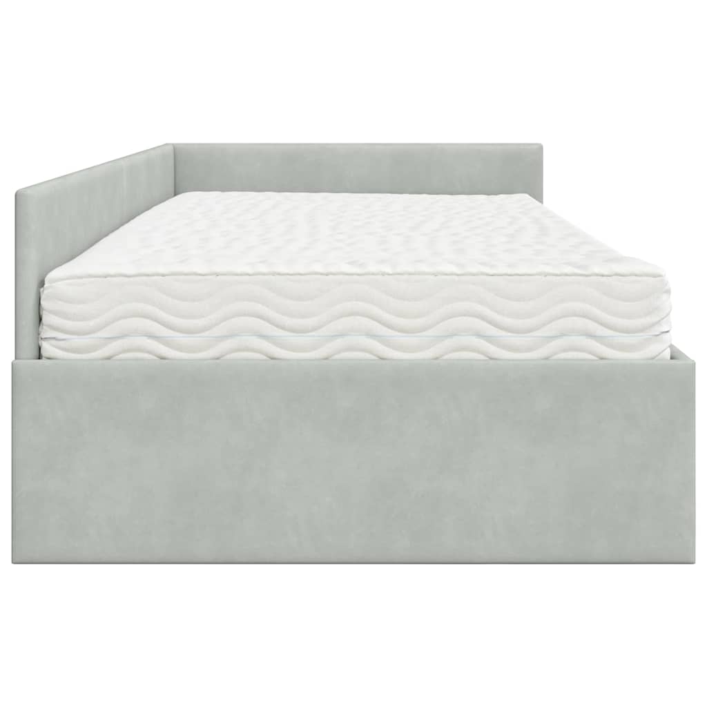 Cadre de lit d'angle avec matelas 2 pcs Gris clair Velours - XIOS