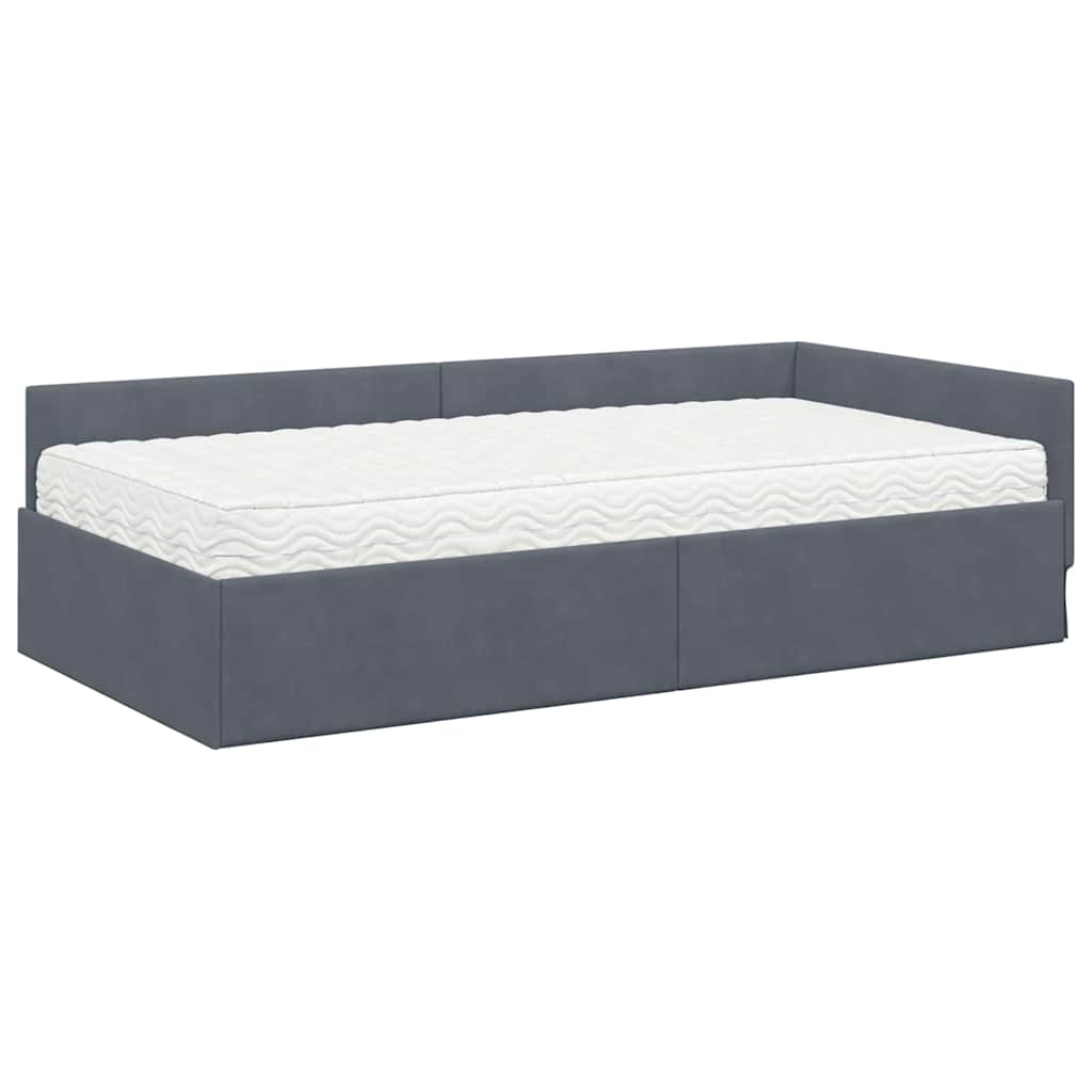 Cadre de lit d'angle avec matelas Autre 2 pcs Gris Velours - XIOS