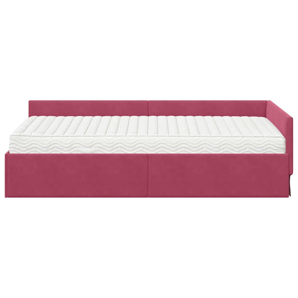 Cadre de lit d'angle avec matelas Autre 2 pc Vert Velours