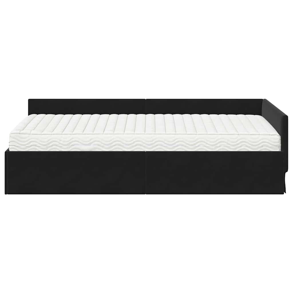 Cadre de lit d'angle avec matelas Autre 2 pcs Noir Velours - XIOS