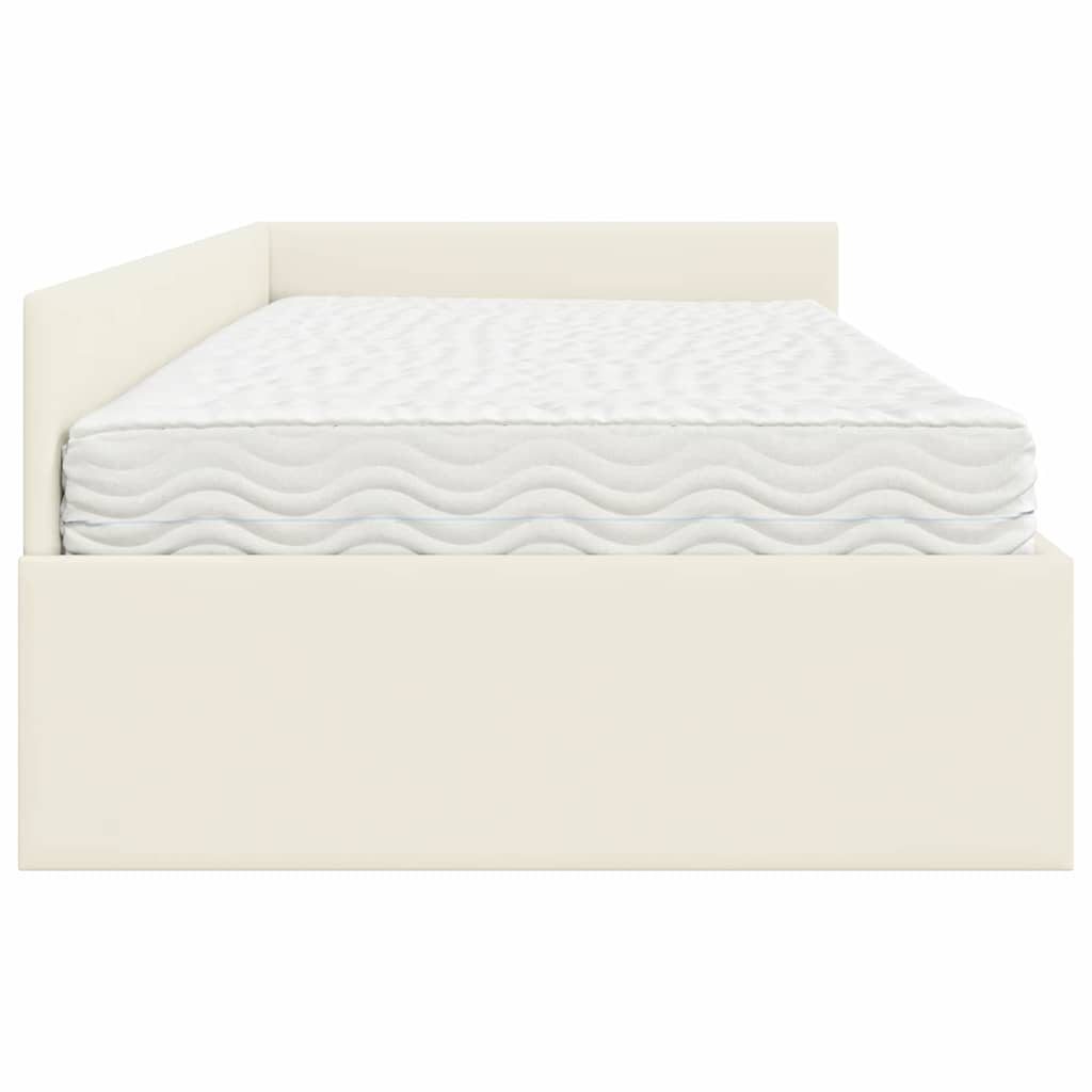 Cadre de lit d'angle avec matelas Autre 2 pcs Crème Velours - XIOS