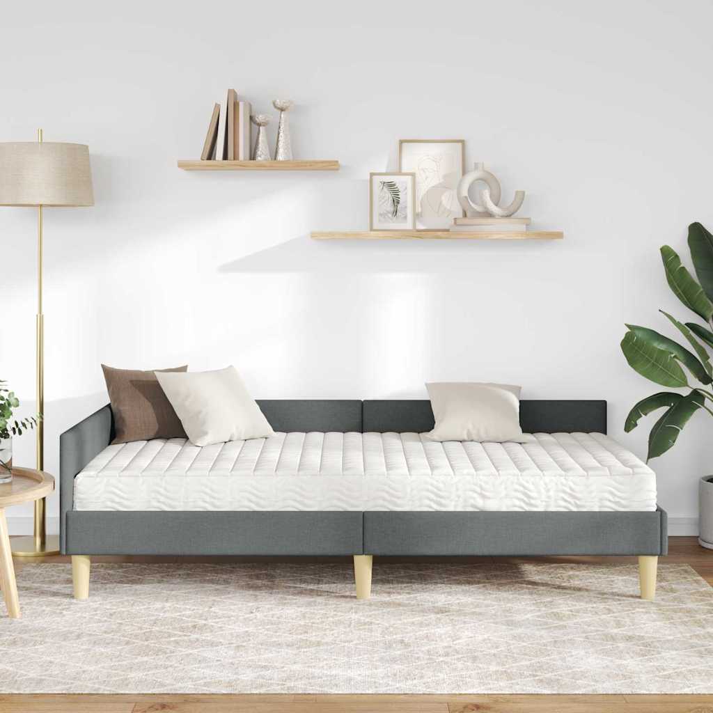 Cadre de lit d'angle avec matelas avec matelas 2 pcs Gris tissu - XIOS