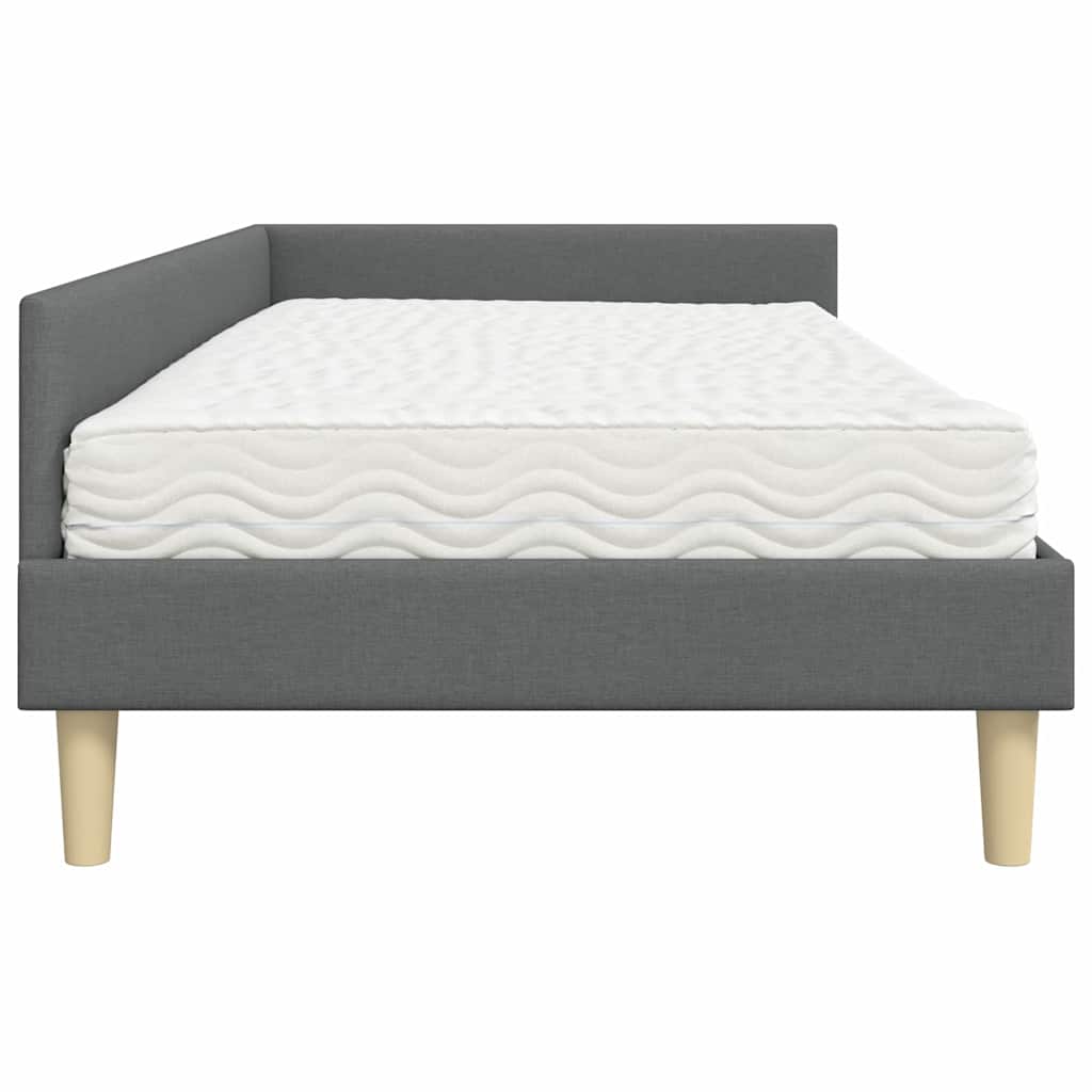 Cadre de lit d'angle avec matelas avec matelas 2 pcs Gris tissu - XIOS