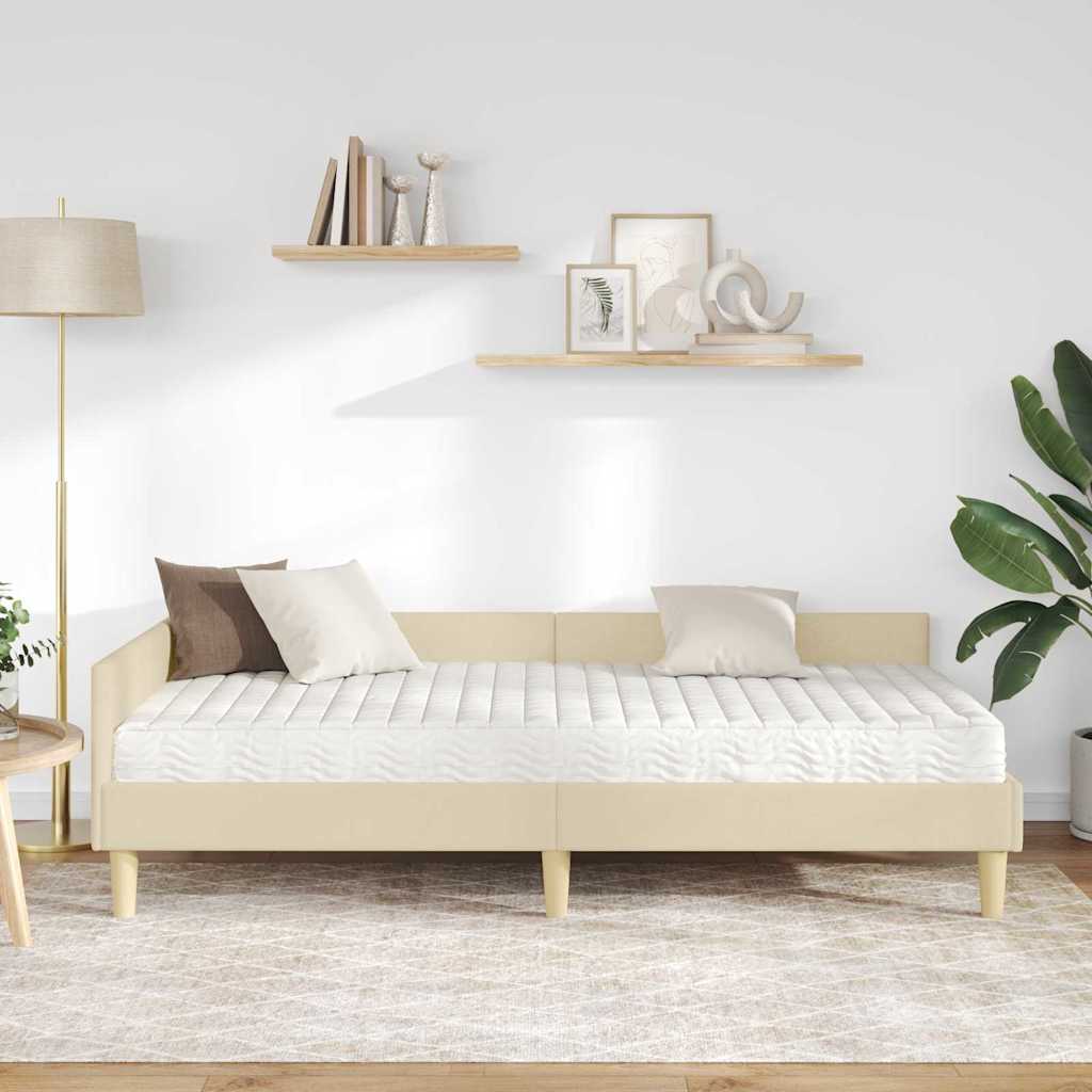 Cadre de lit d'angle avec matelas 2 pcs Crème tissu - XIOS