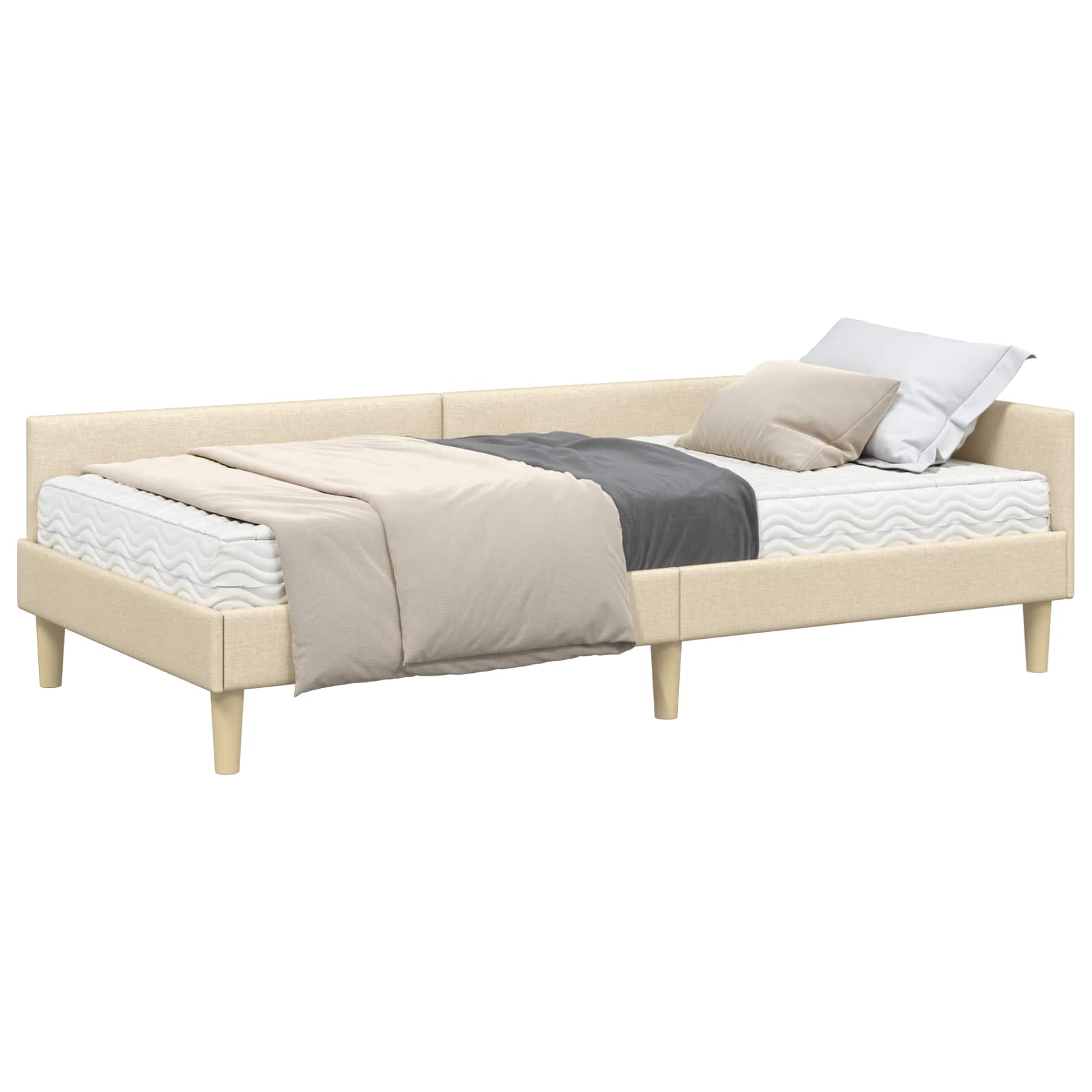 Cadre de lit d'angle avec matelas 2 pcs Crème tissu - XIOS