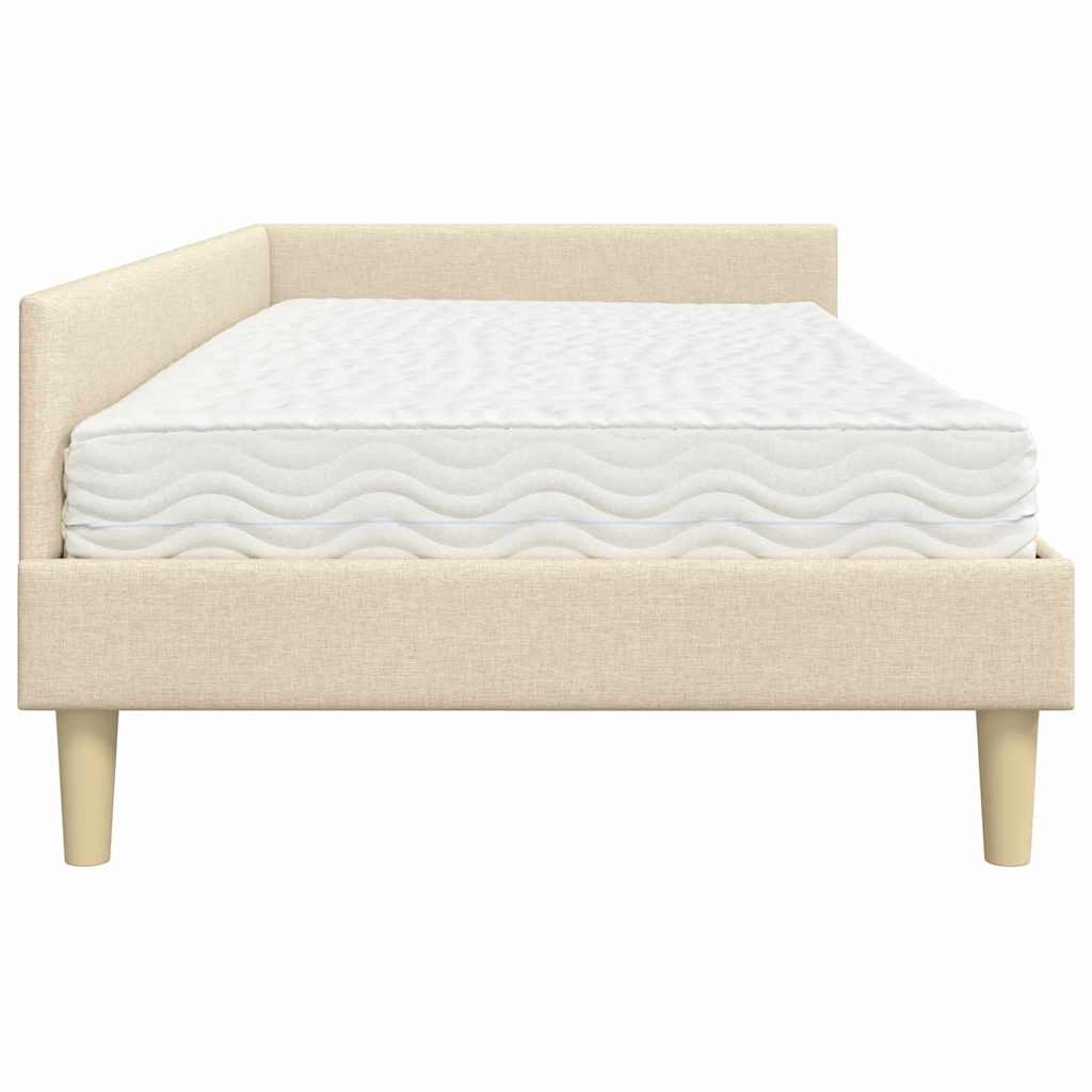 Cadre de lit d'angle avec matelas 2 pcs Crème tissu - XIOS