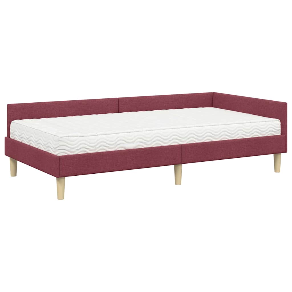 Cadre de lit d'angle avec matelas avec matelas 2 pcs Gris tissu - XIOS