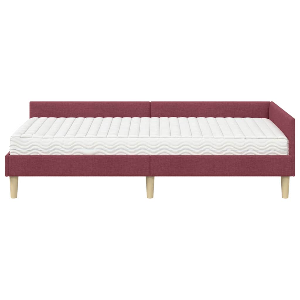Cadre de lit d'angle avec matelas avec matelas 2 pcs Gris tissu - XIOS