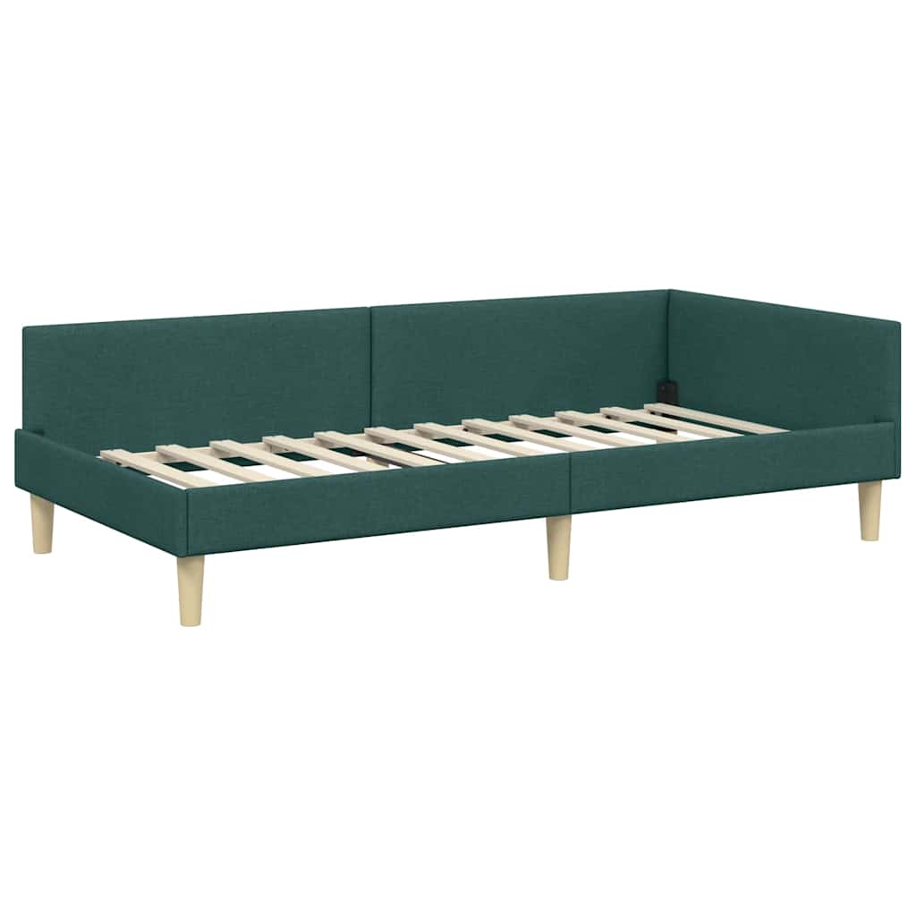 Cadre de lit d'angle avec matelas avec matelas 2 pcs Vert tissu - XIOS