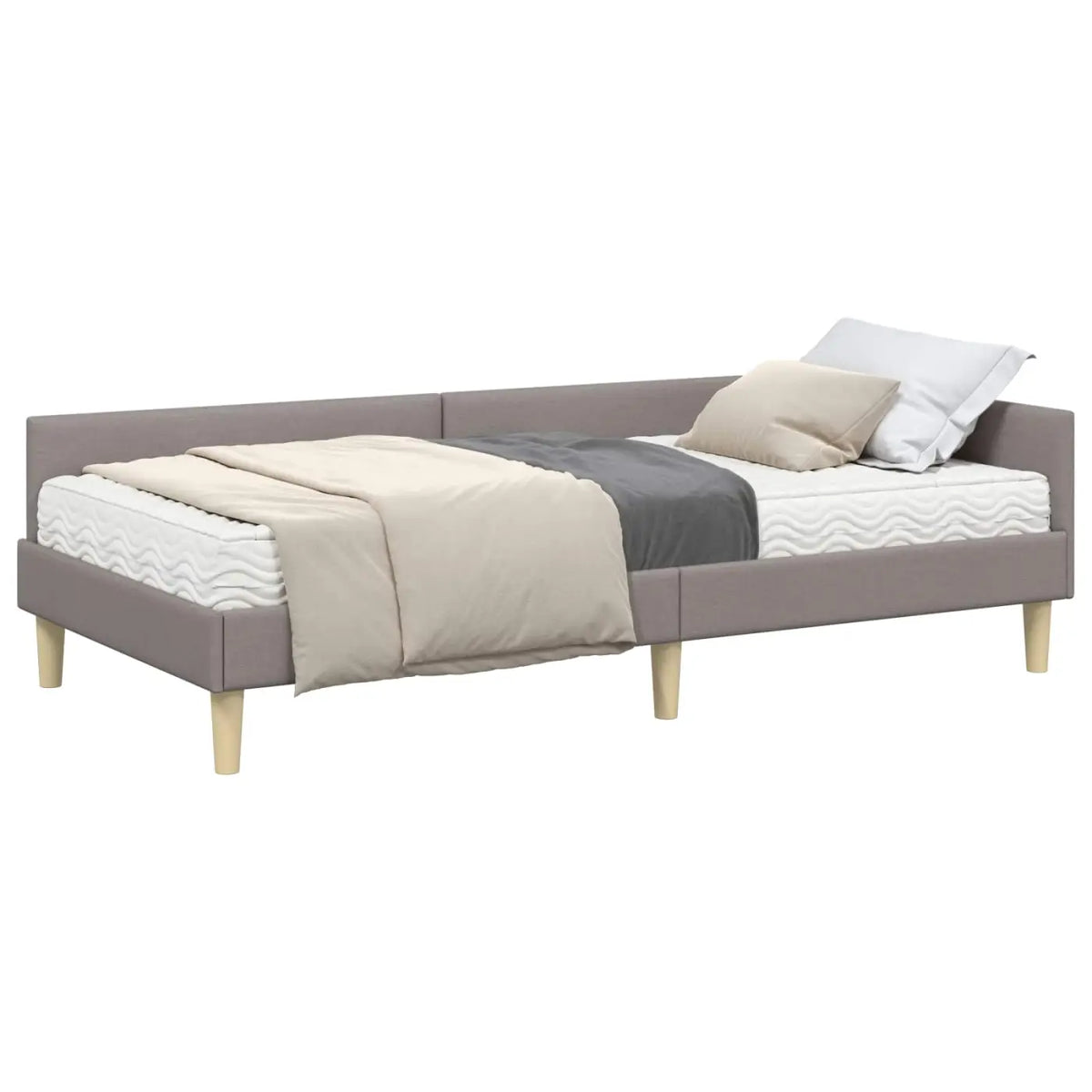 Cadre de lit d’angle avec matelas 2 pc Taupe 90 x 200 cm tissu - XIOS