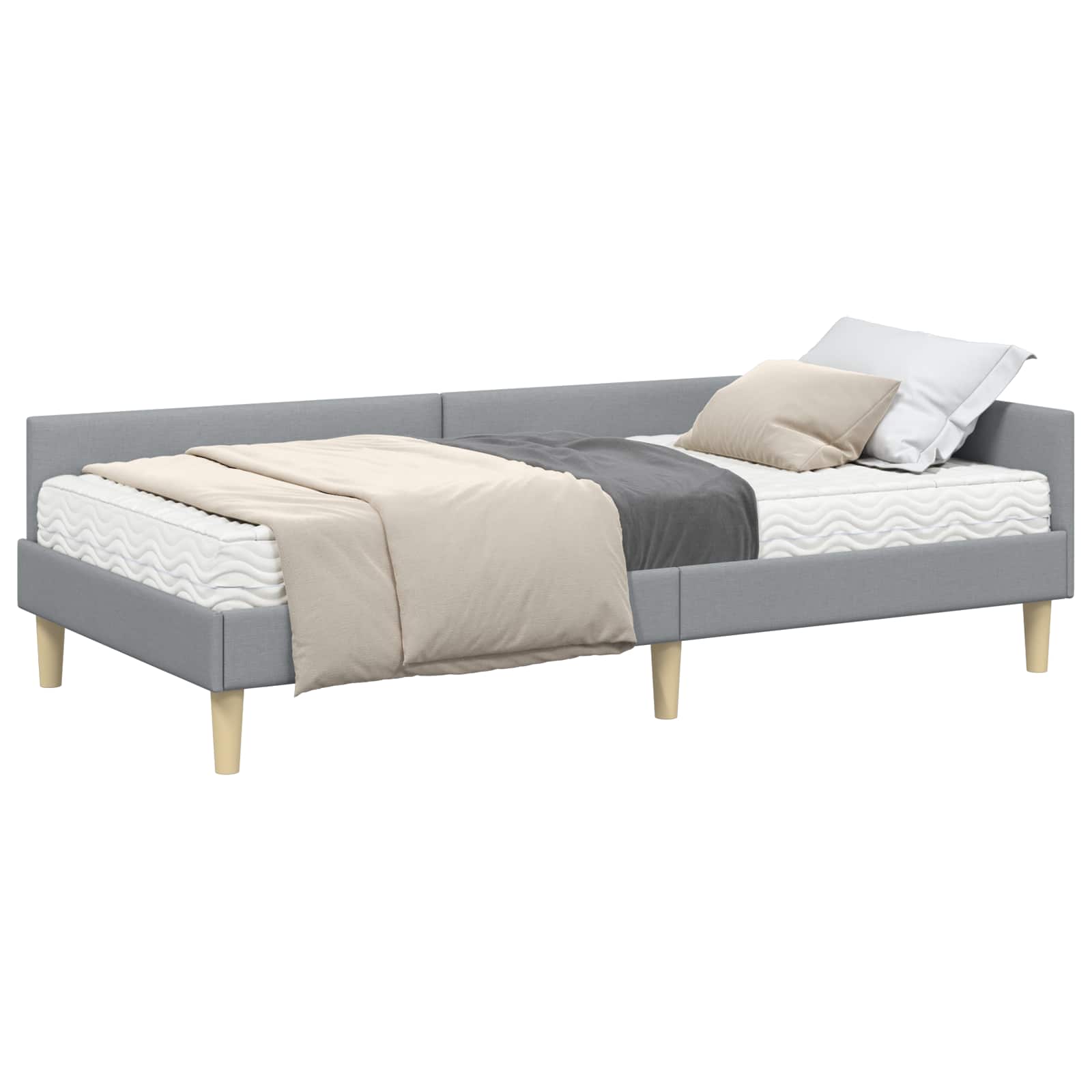 Cadre de lit d'angle avec matelas 2 pcs Gris clair tissu - XIOS