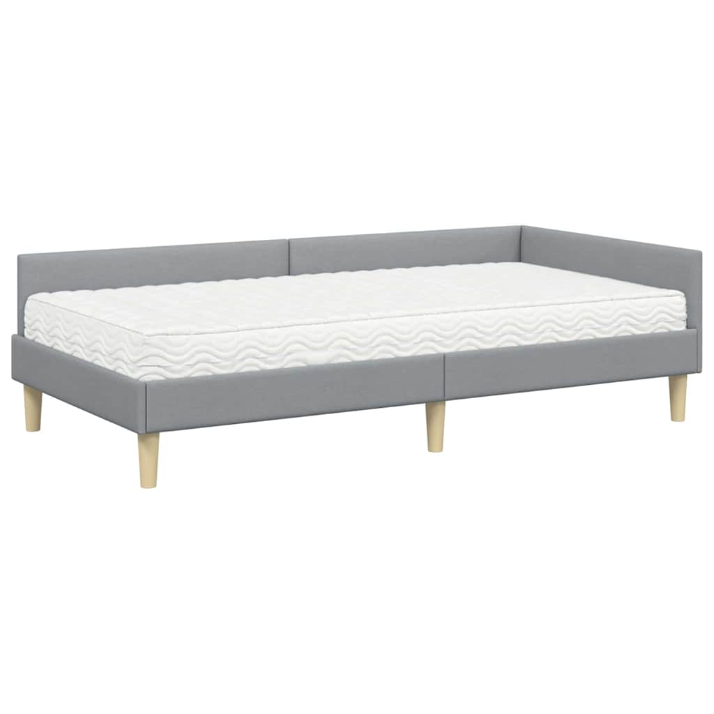 Cadre de lit d'angle avec matelas 2 pcs Gris clair tissu - XIOS