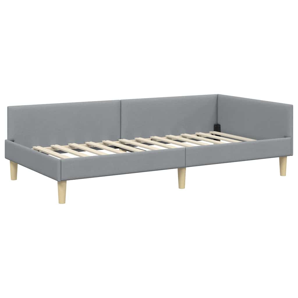 Cadre de lit d'angle avec matelas 2 pcs Gris clair tissu - XIOS