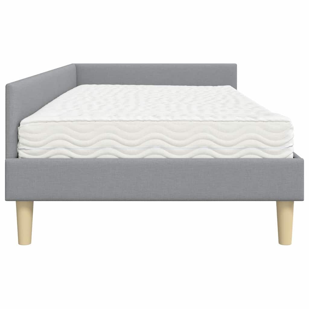 Cadre de lit d'angle avec matelas 2 pcs Gris clair tissu - XIOS