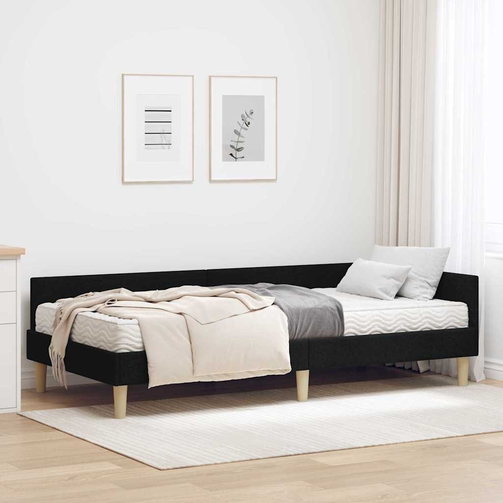 Cadre de lit d'angle avec matelas avec matelas 2 pcs Vert tissu - XIOS