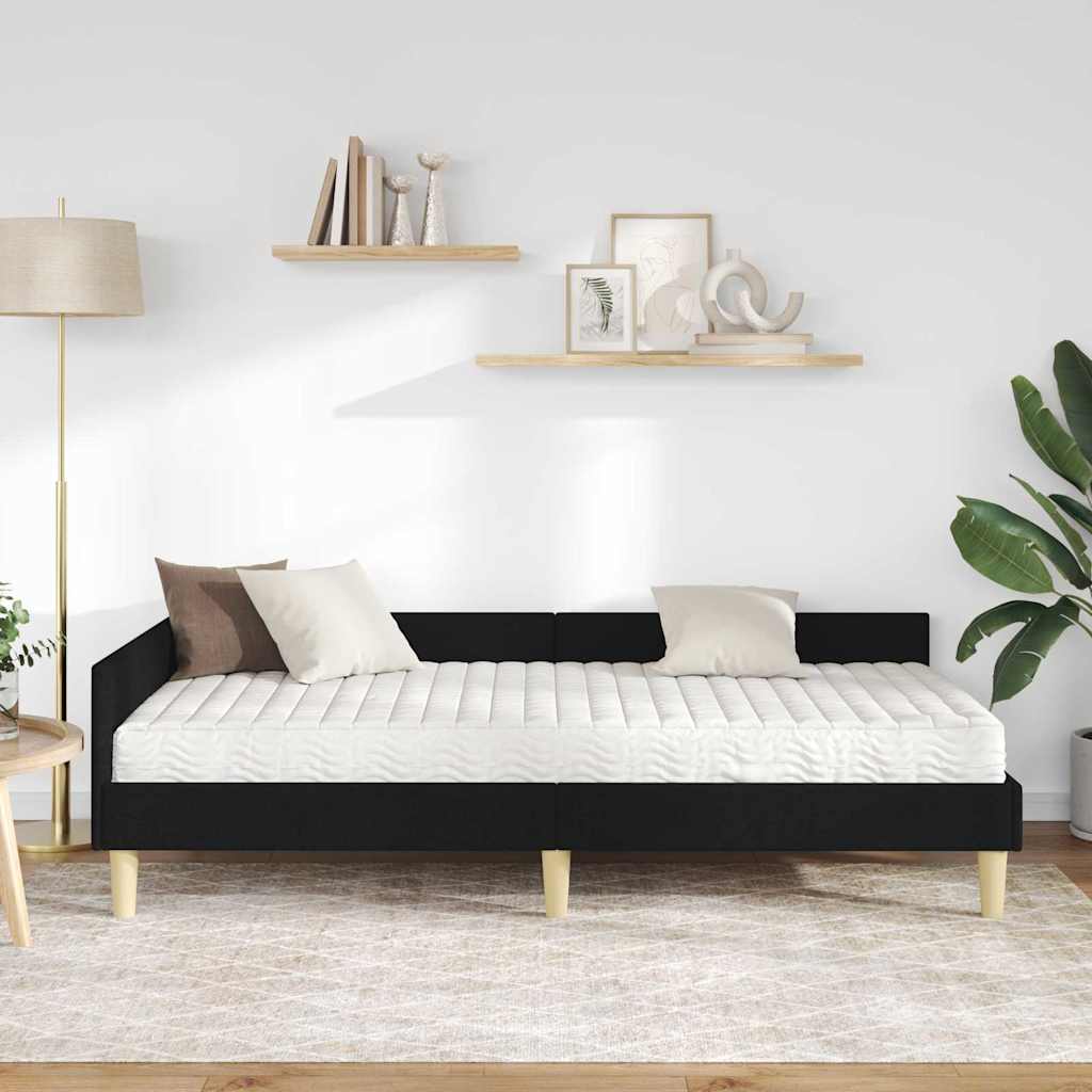 Cadre de lit d'angle avec matelas avec matelas 2 pcs Vert tissu - XIOS