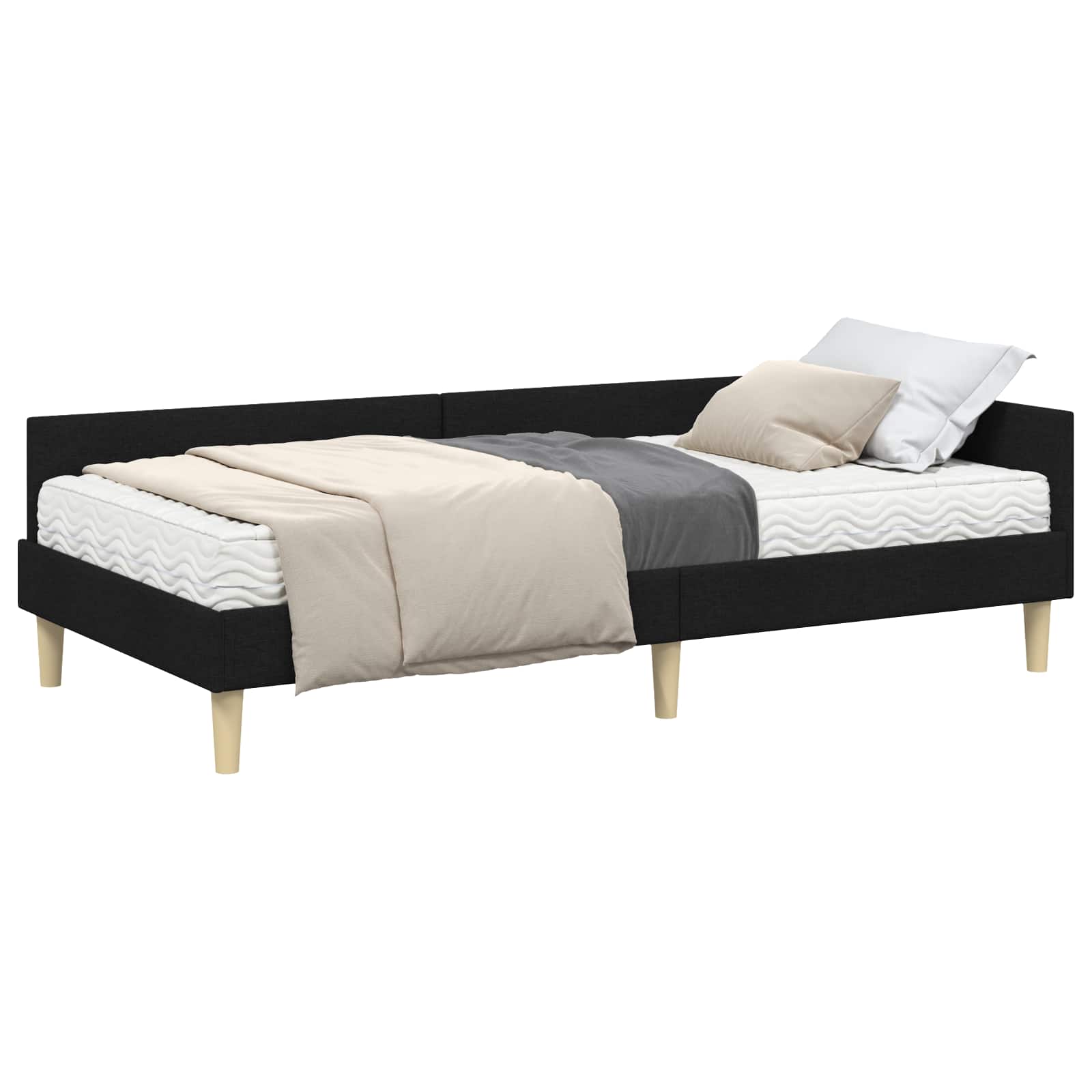 Cadre de lit d'angle avec matelas avec matelas 2 pcs Vert tissu - XIOS