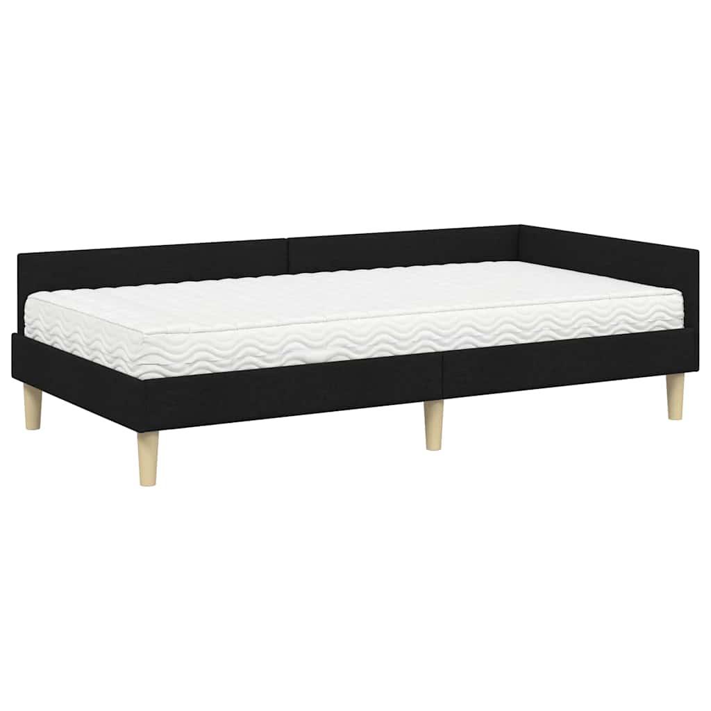 Cadre de lit d'angle avec matelas avec matelas 2 pcs Vert tissu - XIOS