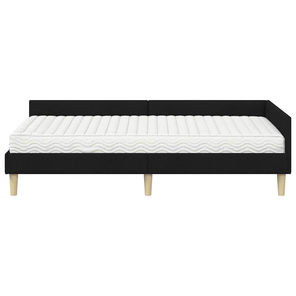 Cadre de lit d'angle avec matelas avec matelas 2 pcs Vert tissu - XIOS