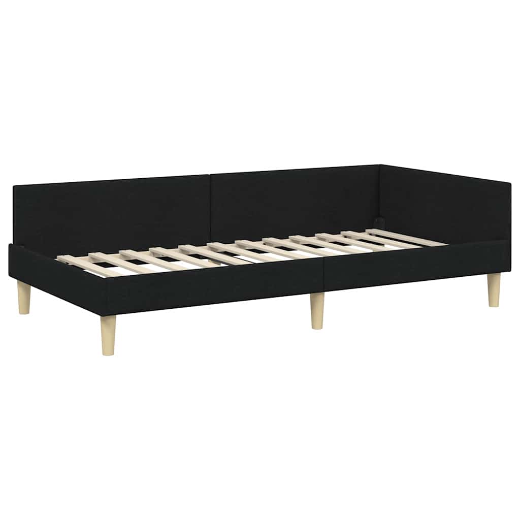 Cadre de lit d'angle avec matelas avec matelas 2 pcs Vert tissu - XIOS