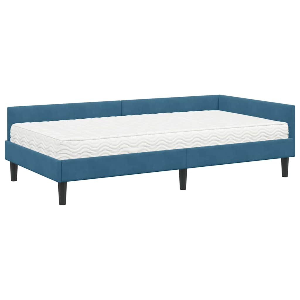 Cadre de lit d'angle avec matelas Autre 2 pcs Bleu Velours - XIOS