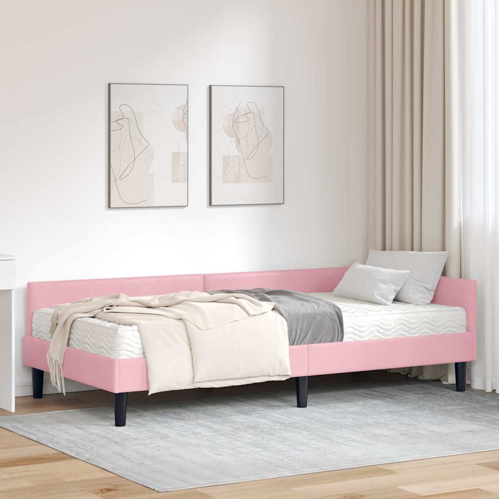 Cadre de lit d'angle avec matelas Autre 2 pcs Gris Velours - XIOS