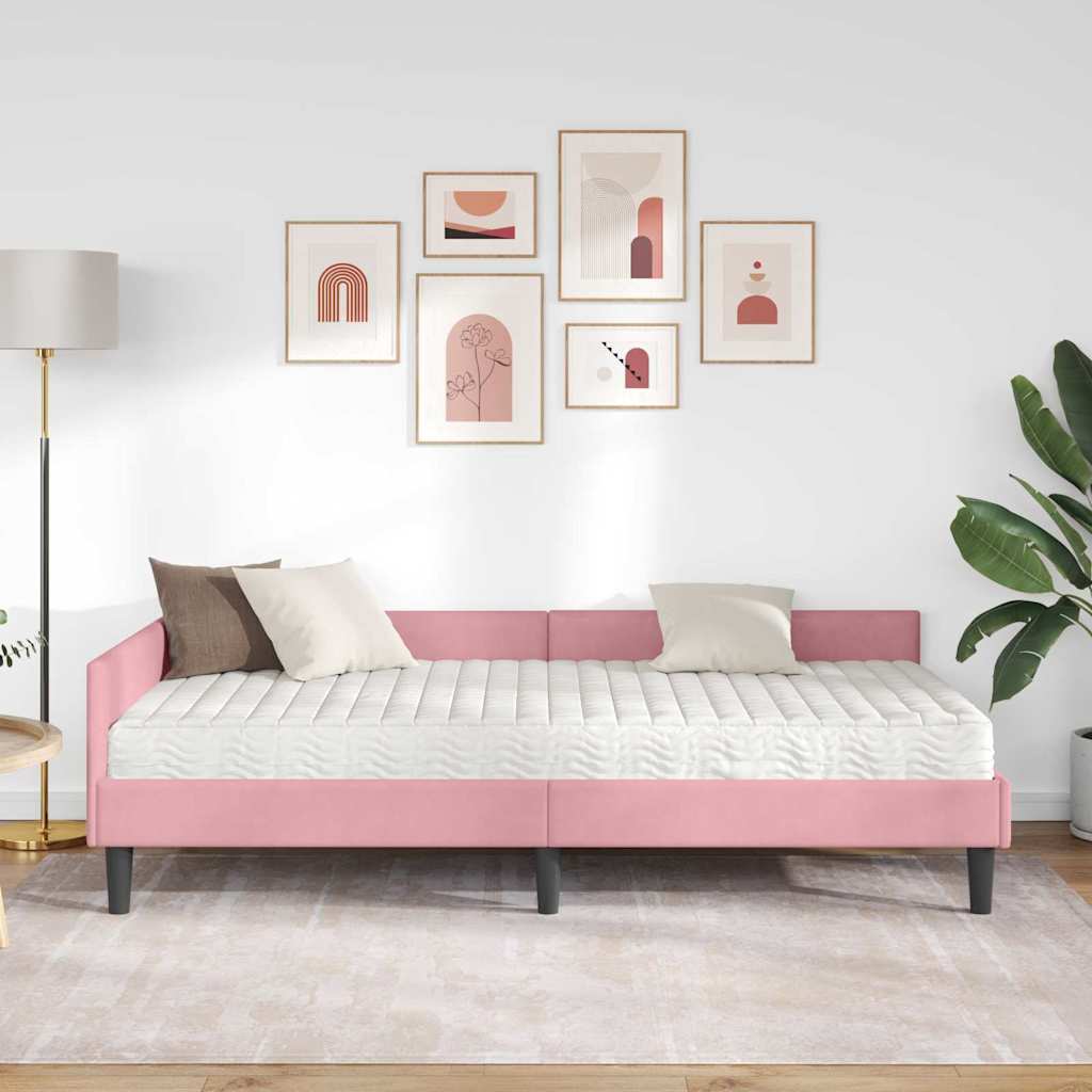 Cadre de lit d'angle avec matelas Autre 2 pcs Gris Velours - XIOS