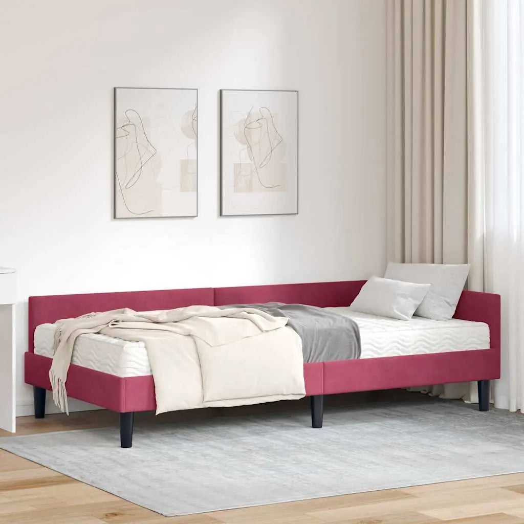Cadre de lit d’angle avec matelas 2 pc Bordeaux 80 x 200 cm - XIOS