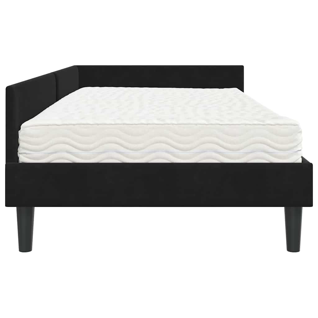 Cadre de lit d'angle avec matelas Autre 2 pcs Noir Velours - XIOS