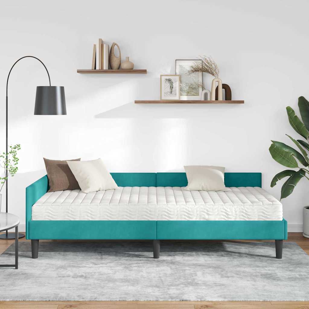 Cadre de lit d'angle avec matelas Autre 2 pcs Turquoise Velours - XIOS