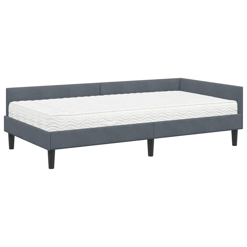 Cadre de lit d'angle avec matelas Autre 2 pcs Gris Velours - XIOS