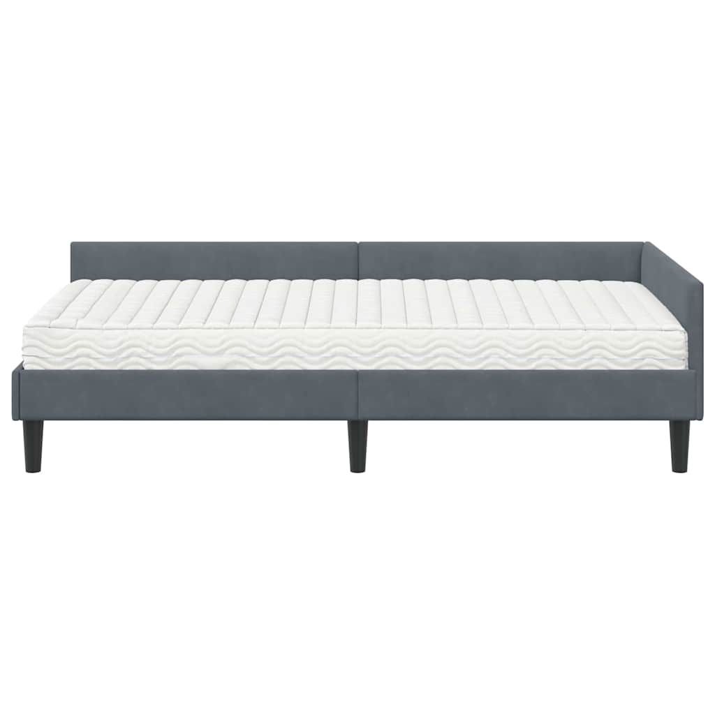 Cadre de lit d'angle avec matelas Autre 2 pcs Gris Velours - XIOS