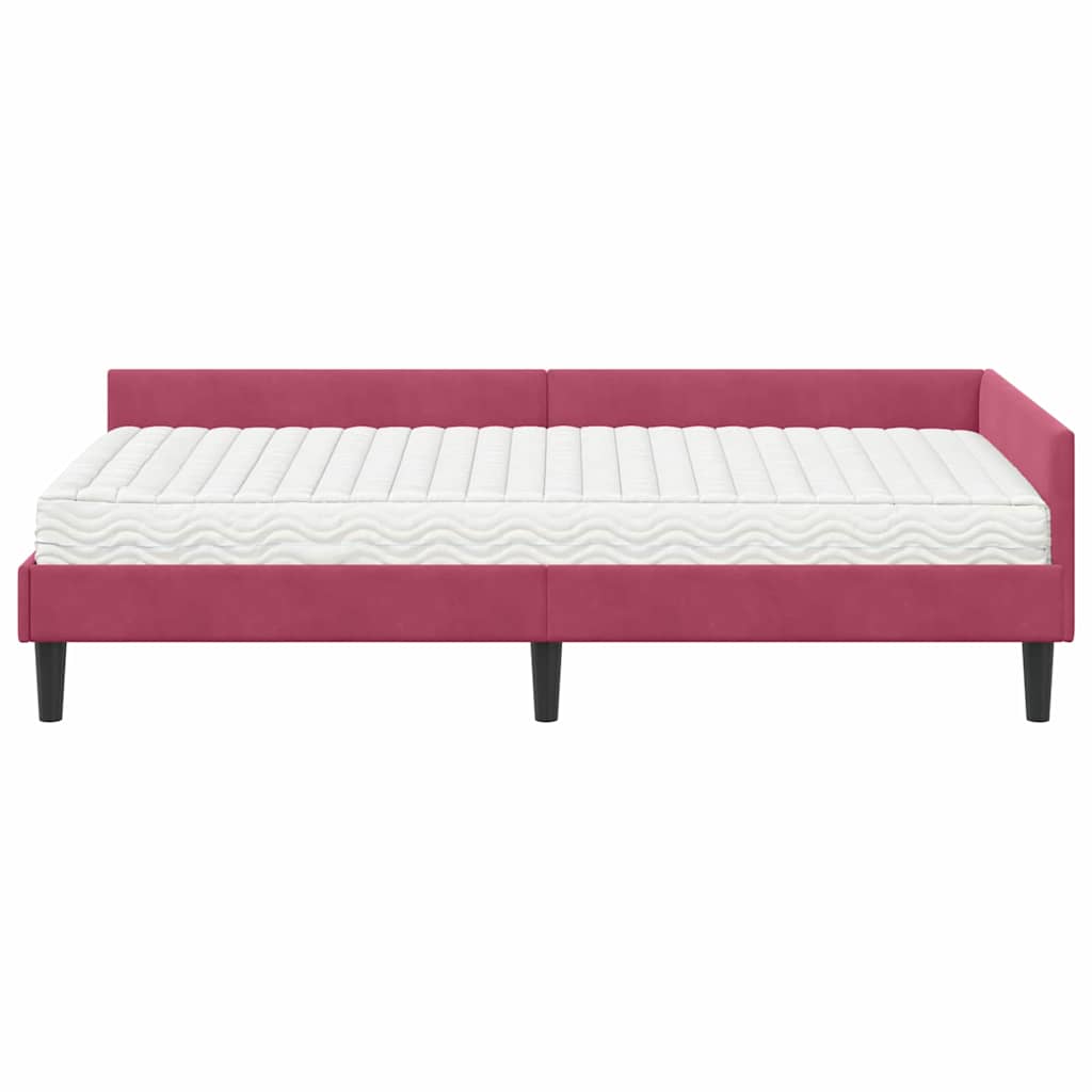 Cadre de lit d'angle avec matelas Autre 2 pcs Vert Velours - XIOS