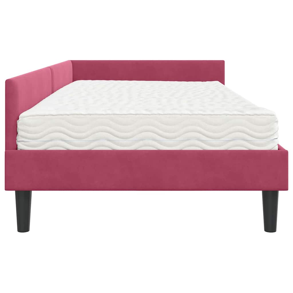 Cadre de lit d'angle avec matelas Autre 2 pcs Vert Velours - XIOS